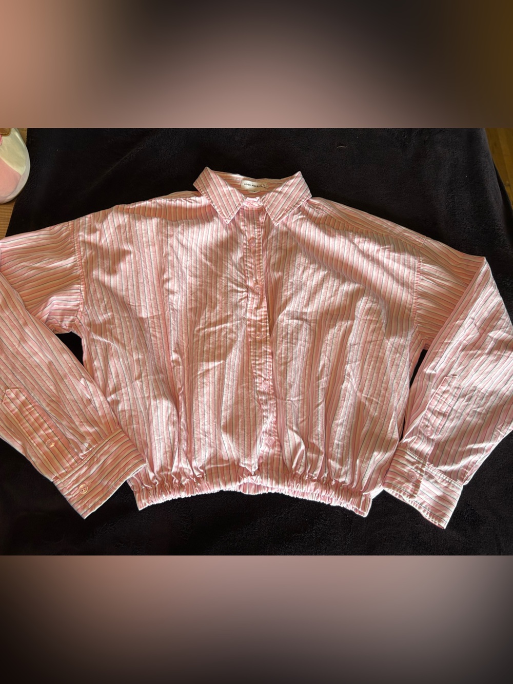 Good American Pink & White Striped Button-Down Shirt